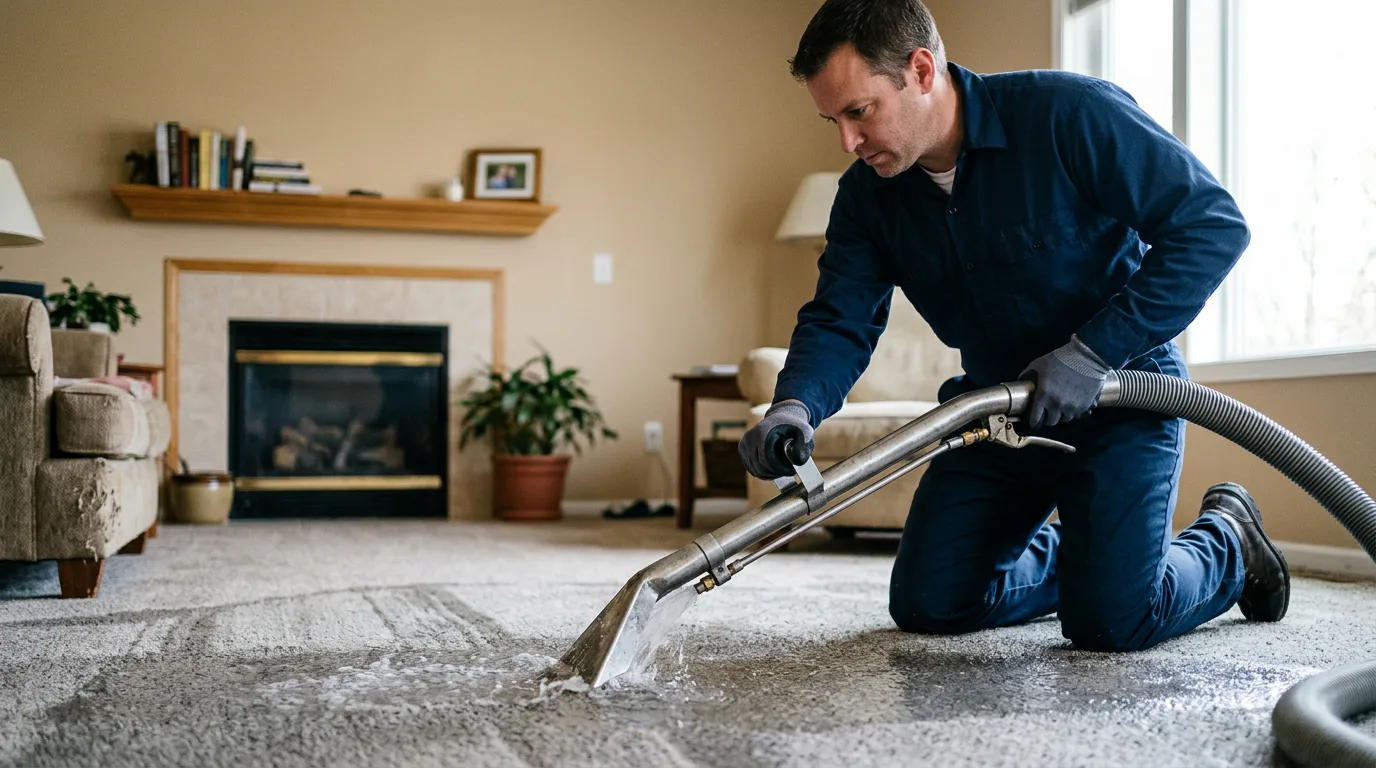 Water damage restoration technician working near Willshire, OH